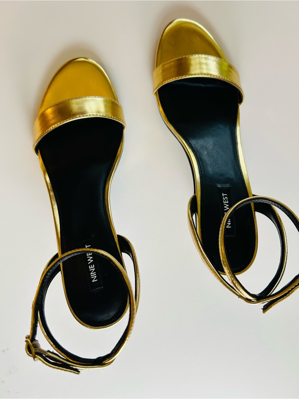 Nine West Metallic Gold Open-Toe Ankle-Strap Sandals